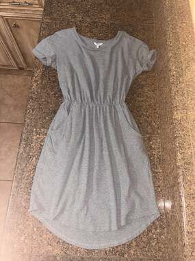 Sonoma Goods For Life Grey Short Sleeve Elastic Waist Pocket Dress Size S